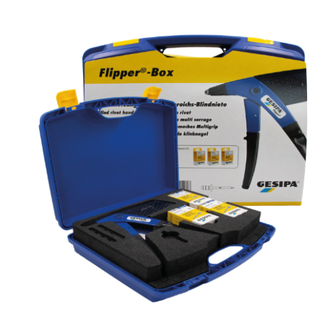 Zestaw nitownica ręczna i 3 rodzajów nitów zrywalnych Flipper Box Gesipa kod: 143 3951